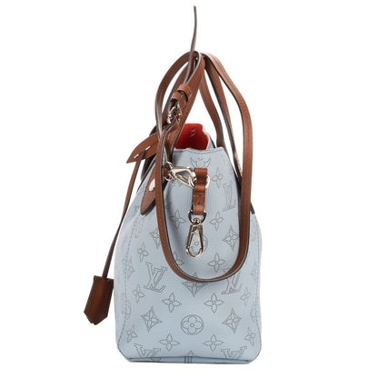 Louis Vuitton Hina Light Blue Brown Mahina Leather Shoulder Bag — view 3