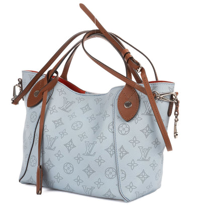 Louis Vuitton Hina Light Blue Brown Mahina Leather Shoulder Bag — view 2