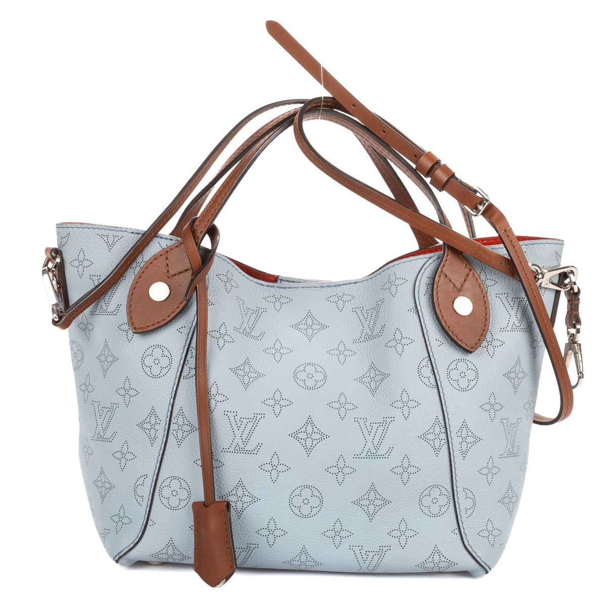 Louis Vuitton Hina Light Blue Brown Mahina Leather Shoulder Bag