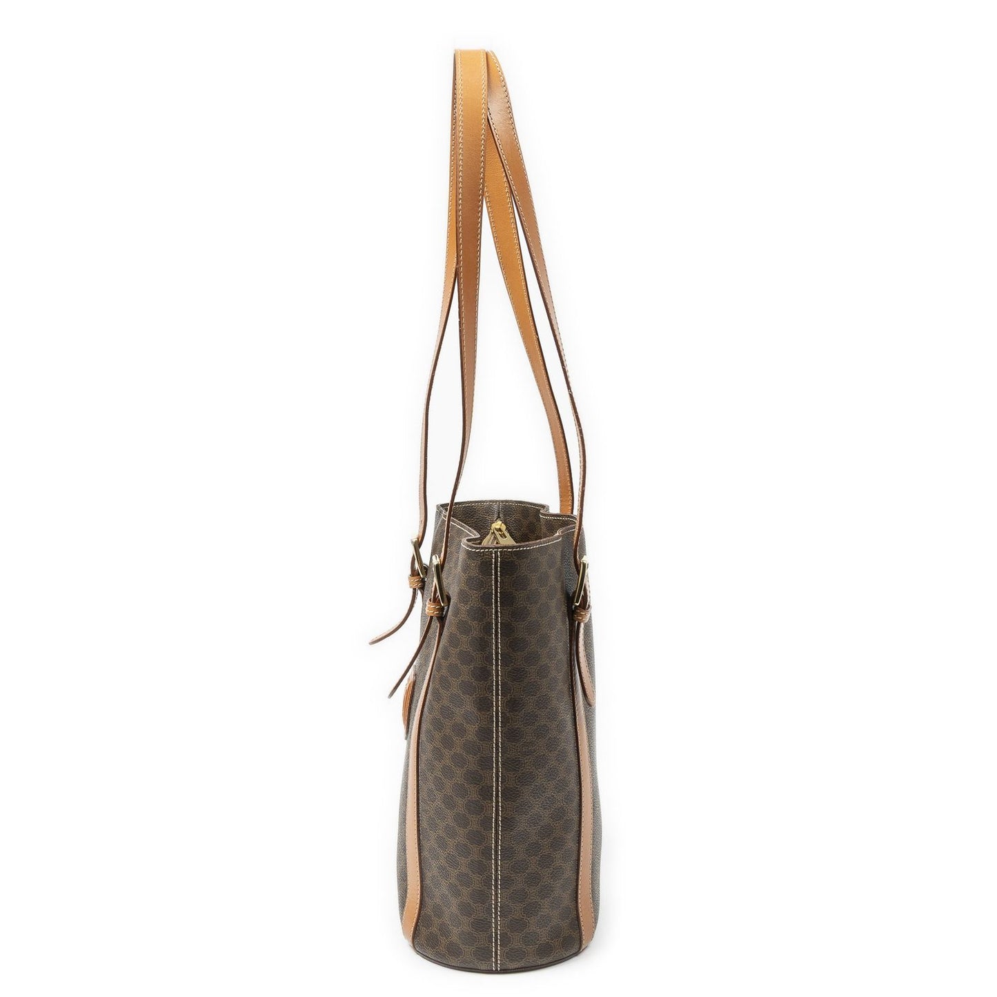 Celine Vintage Bucket Tote Brown Tan Macadam Canvas — view 3