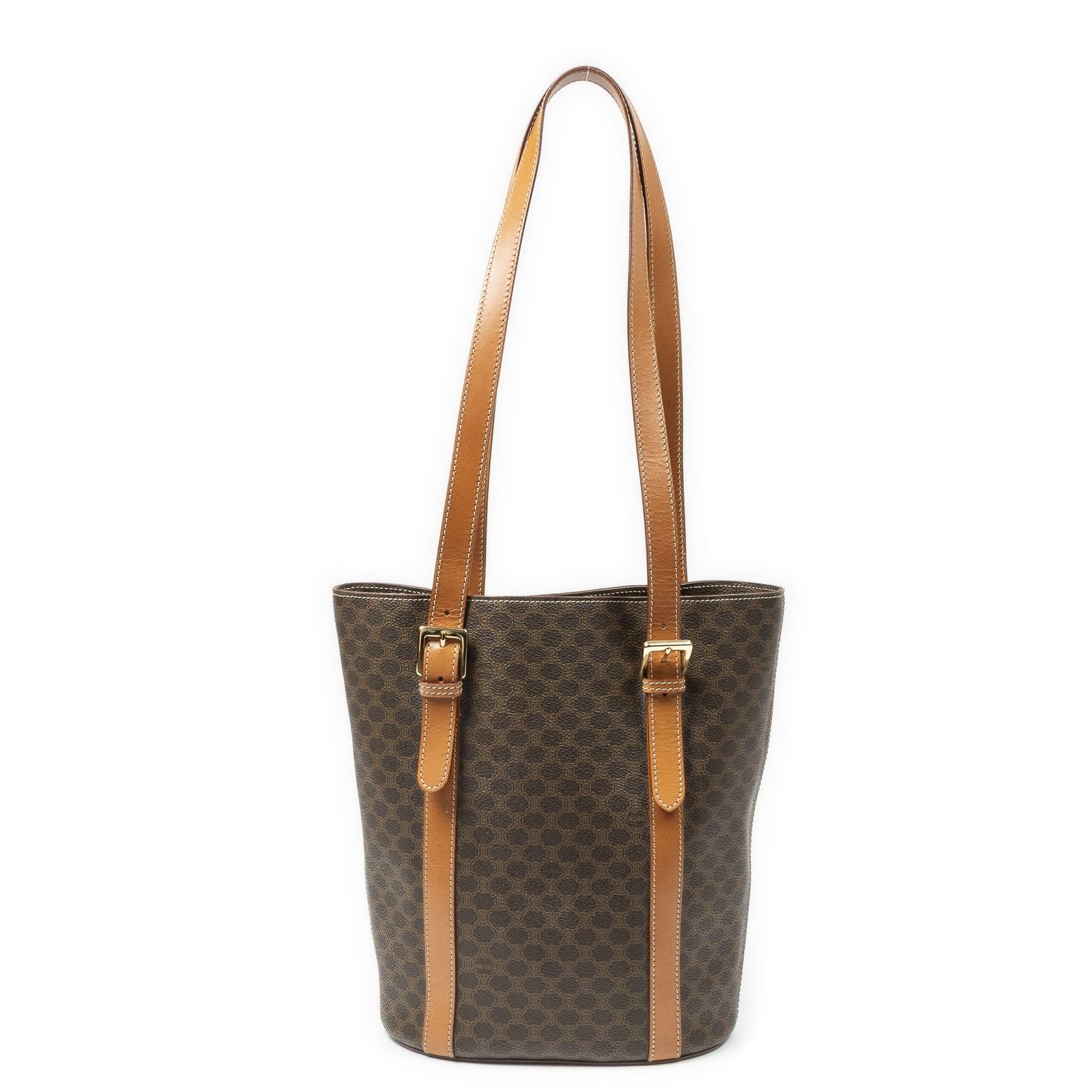 Celine Vintage Bucket Tote Brown Tan Macadam Canvas — view 5