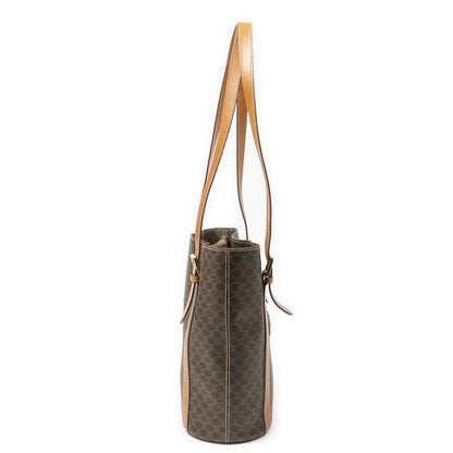 Celine Vintage Bucket Tote Brown Tan Macadam Canvas — view 4