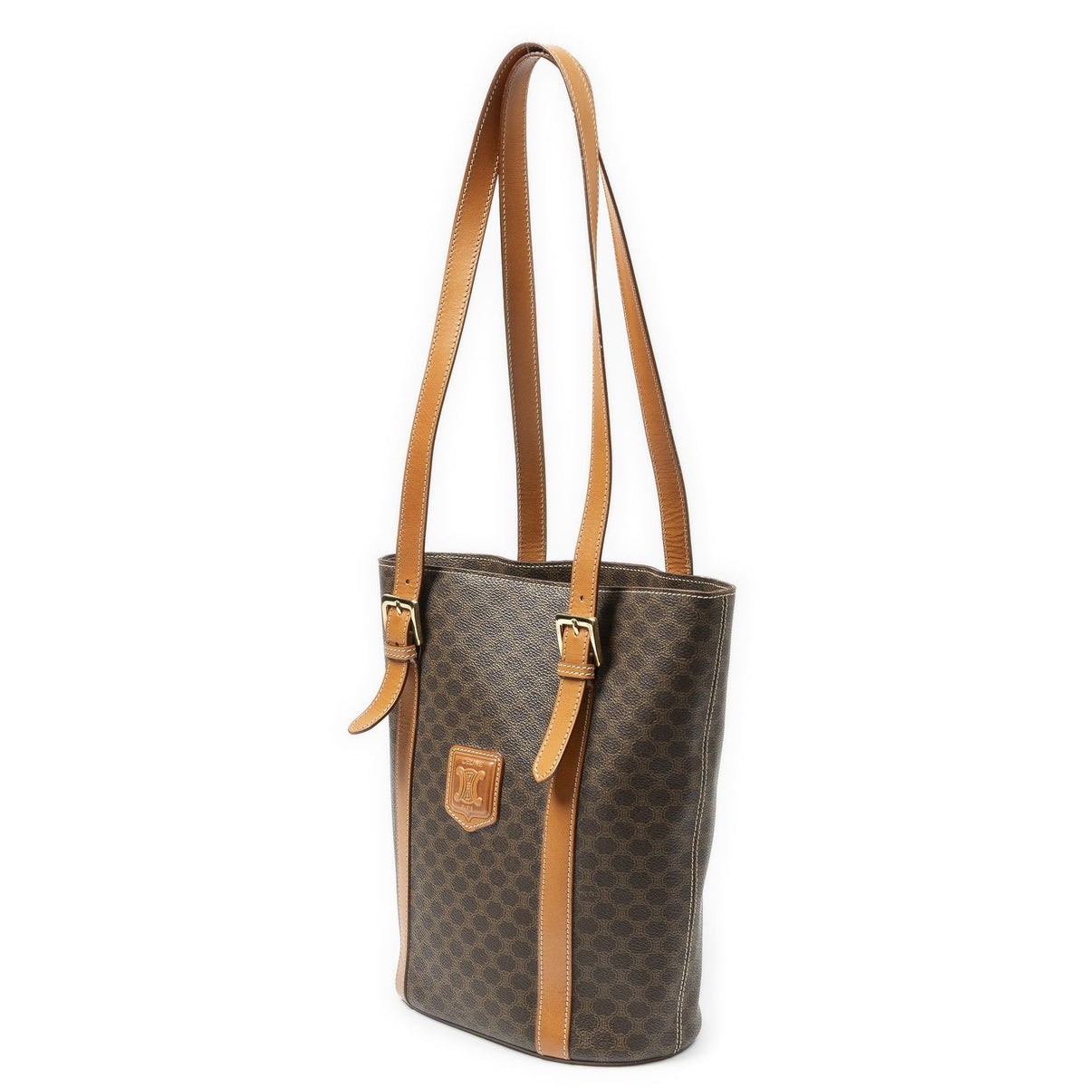 Celine Vintage Bucket Tote Brown Tan Macadam Canvas — view 2