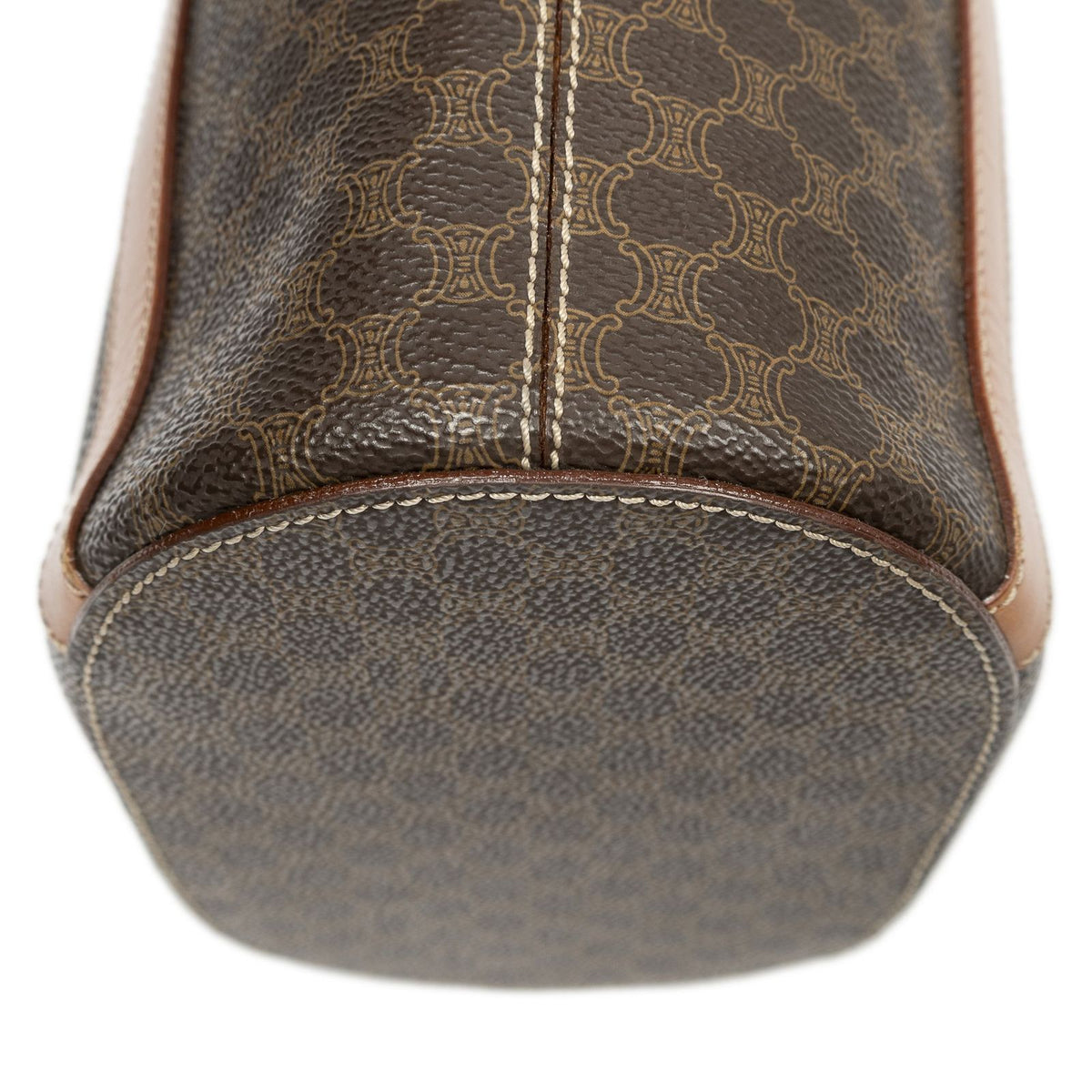 Celine Vintage Bucket Tote Brown Tan Macadam Canvas — view 7