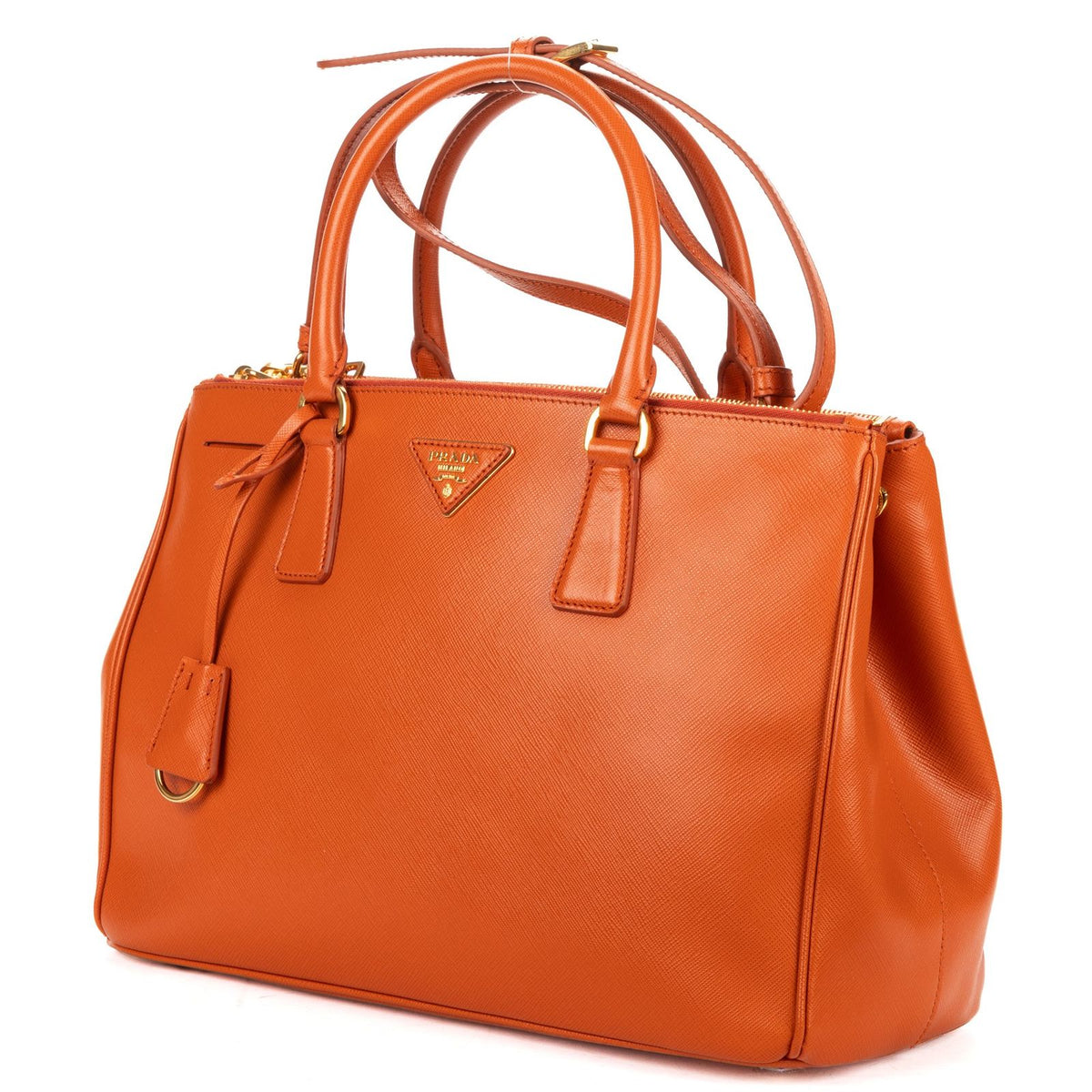 Prada Medium Garda Tote Orange Saffiano Luxe Leather — view 2