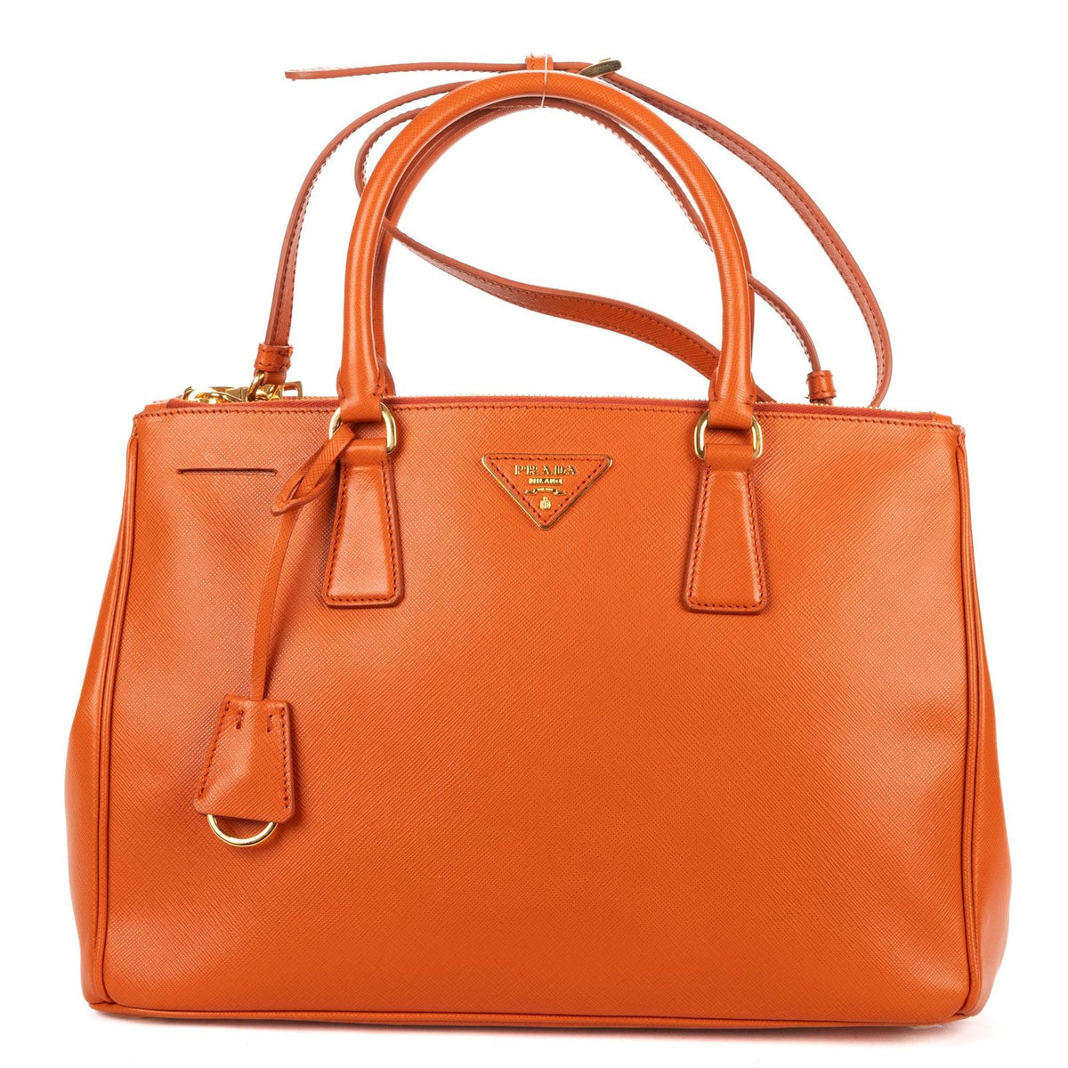 Prada Medium Garda Tote Orange Saffiano Luxe Leather