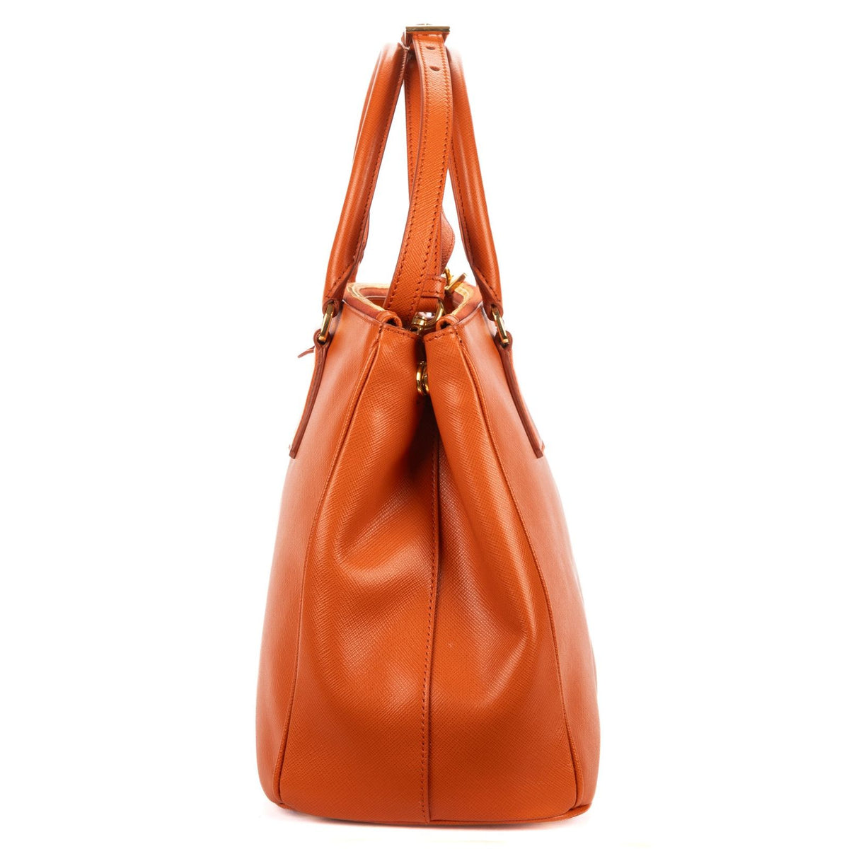 Prada Medium Garda Tote Orange Saffiano Luxe Leather — view 3