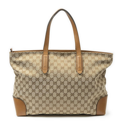 Gucci Large Web Horizon Tal Tote Tan Beige GG Canvas — view 5
