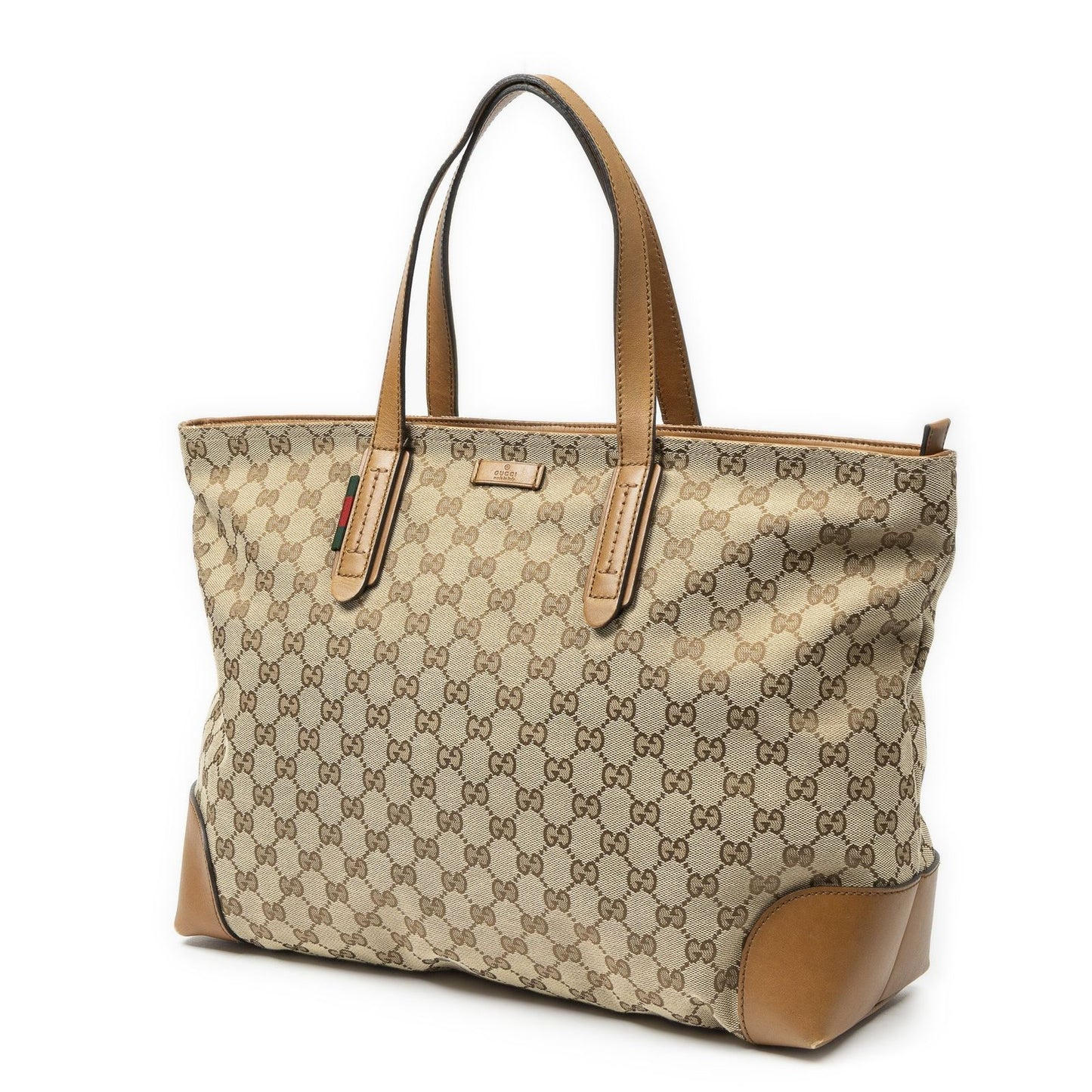 Gucci Large Web Horizon Tal Tote Tan Beige GG Canvas — view 2