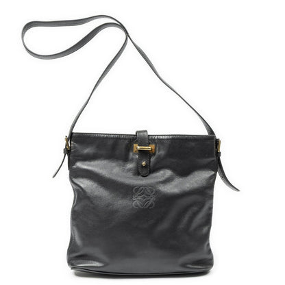 Loewe Vintage Flap Bag Crossbody Black Calfskin Leather