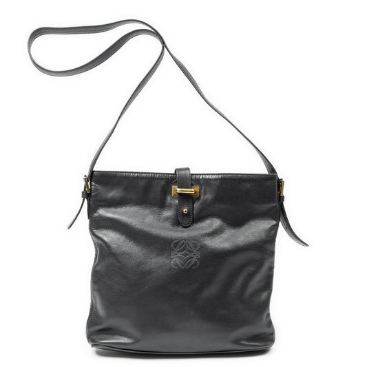 Loewe Vintage Flap Bag Crossbody Black Calfskin Leather