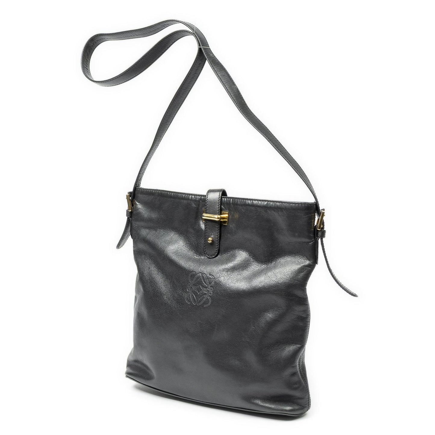 Loewe Vintage Flap Bag Crossbody Black Calfskin Leather — view 2