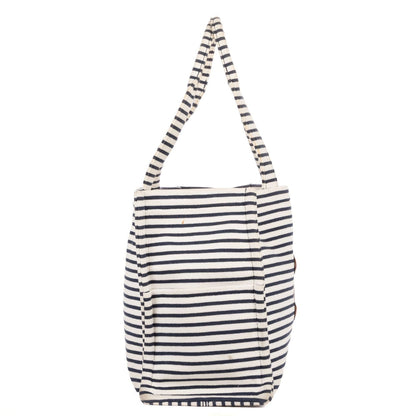 Celine Cabas Thais Tote White Blue Striped Canvas — view 4