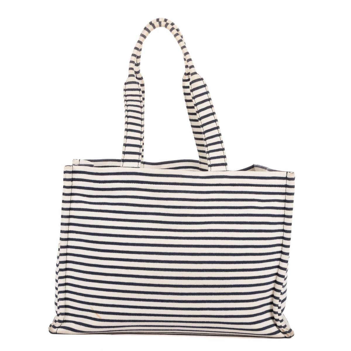 Celine Cabas Thais Tote White Blue Striped Canvas — view 5