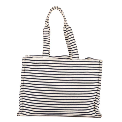 Celine Cabas Thais Tote White Blue Striped Canvas — view 5