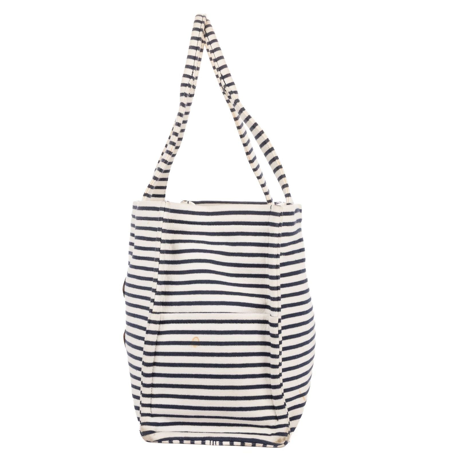 Celine Cabas Thais Tote White Blue Striped Canvas — view 3