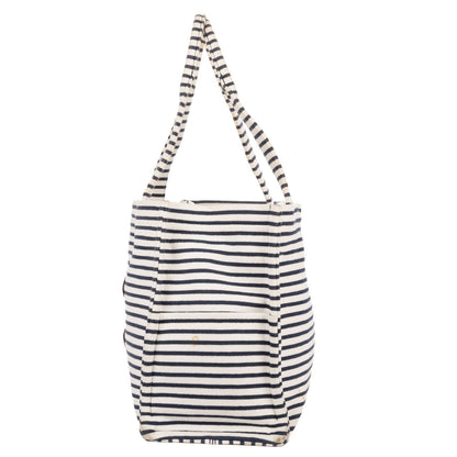 Celine Cabas Thais Tote White Blue Striped Canvas — view 3
