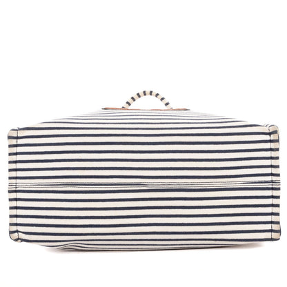 Celine Cabas Thais Tote White Blue Striped Canvas — view 6