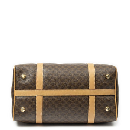 Celine Vintage Small Boston Brown Beige Macadam Canvas Handbag — view 6