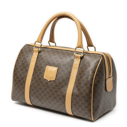 Celine Vintage Small Boston Brown Beige Macadam Canvas Handbag — view 2