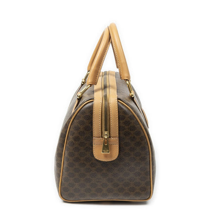 Celine Vintage Small Boston Brown Beige Macadam Canvas Handbag — view 4