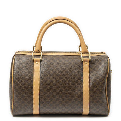 Celine Vintage Small Boston Brown Beige Macadam Canvas Handbag — view 5