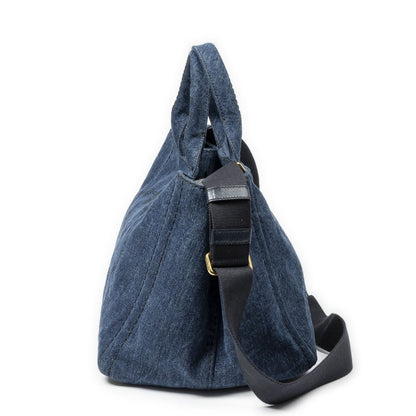 Prada Medium Canapa Tote Blue Denim Canvas — view 3