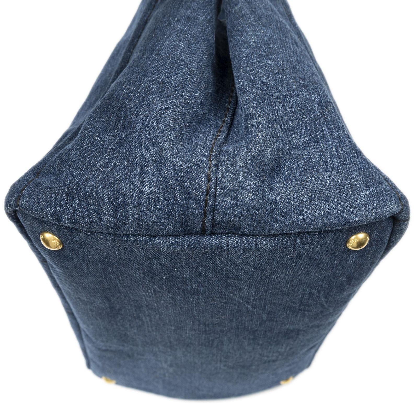 Prada Medium Canapa Tote Blue Denim Canvas — view 7