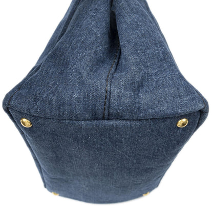 Prada Medium Canapa Tote Blue Denim Canvas — view 7