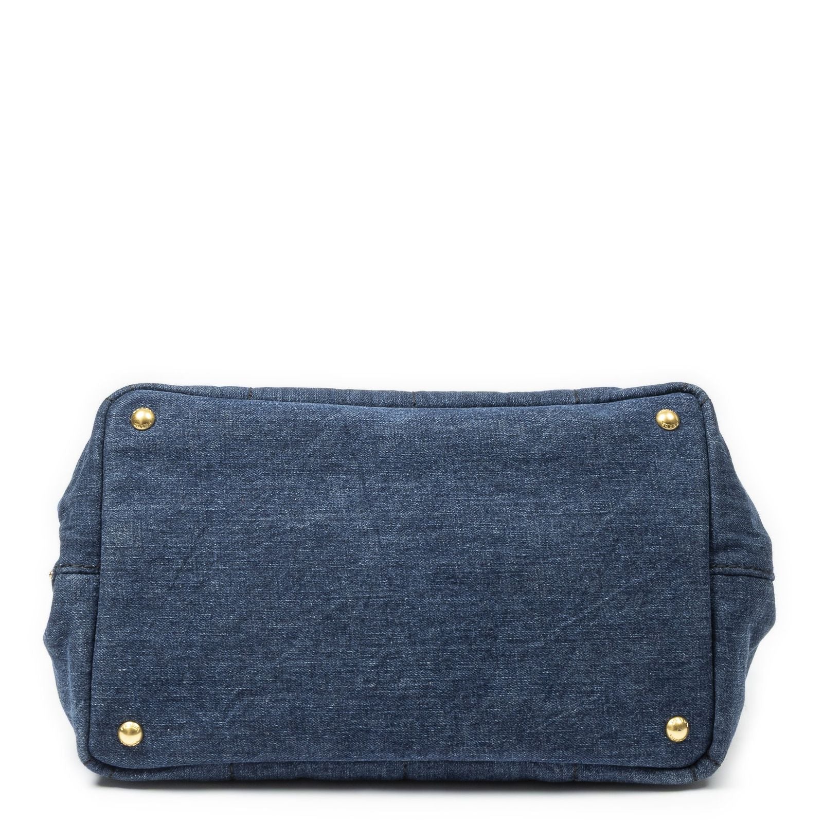 Prada Medium Canapa Tote Blue Denim Canvas — view 6