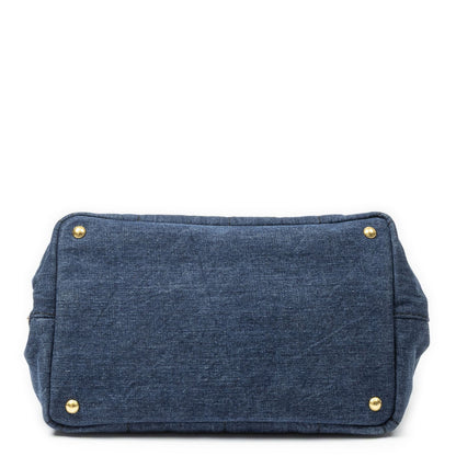 Prada Medium Canapa Tote Blue Denim Canvas — view 6