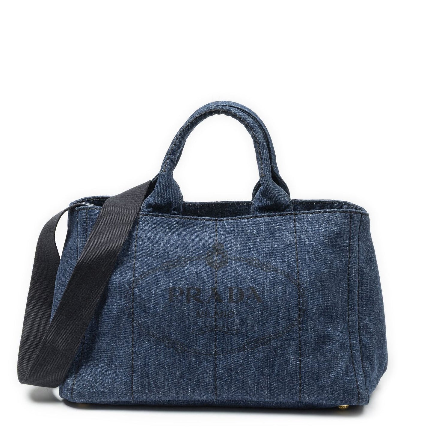 Prada Medium Canapa Tote Blue Denim Canvas