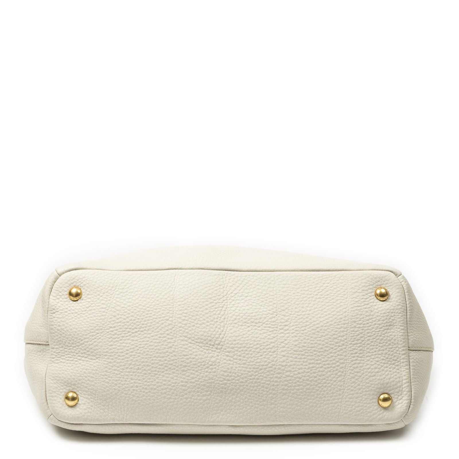 Prada Convertible Snap Button Tote Ivory Vitello Daino — view 6