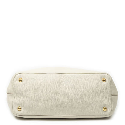 Prada Convertible Snap Button Tote Ivory Vitello Daino — view 6