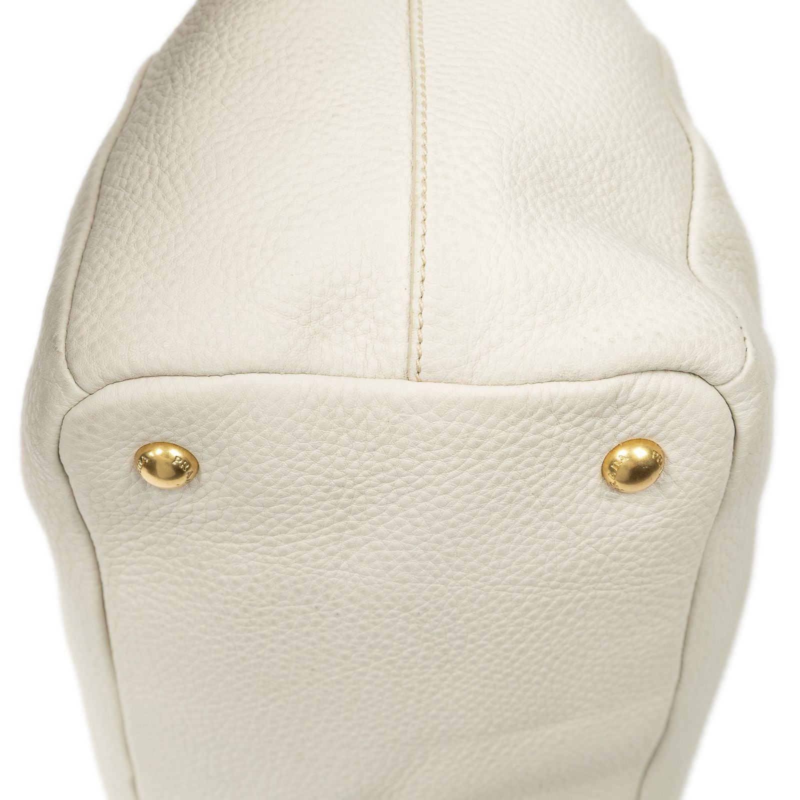 Prada Convertible Snap Button Tote Ivory Vitello Daino — view 8