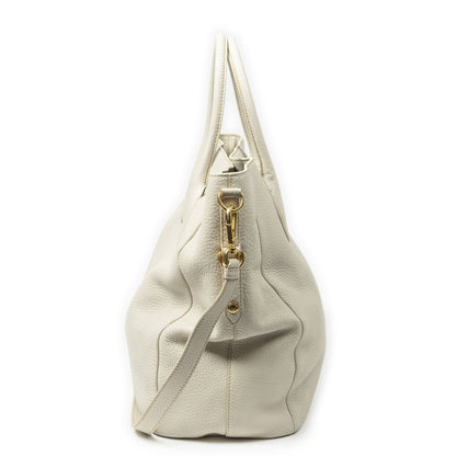 Prada Convertible Snap Button Tote Ivory Vitello Daino — view 4