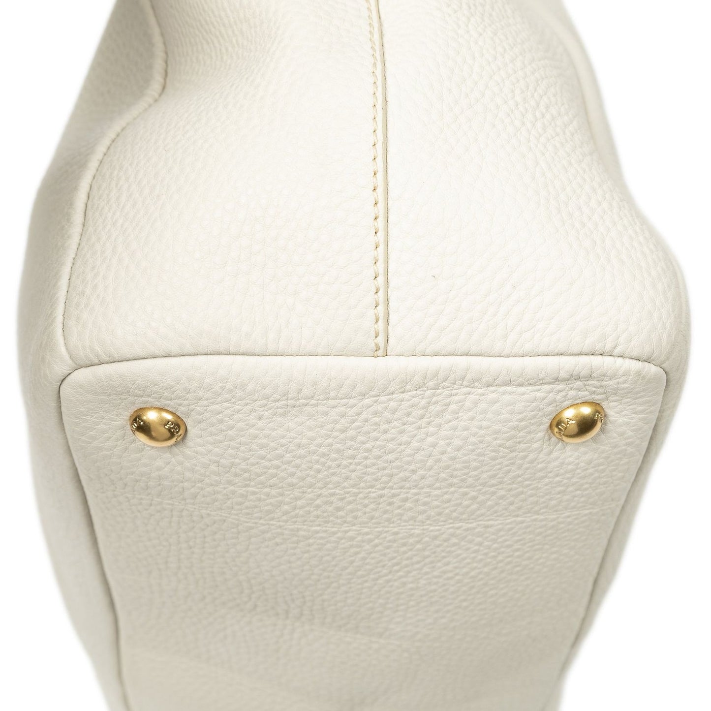 Prada Convertible Snap Button Tote Ivory Vitello Daino — view 7