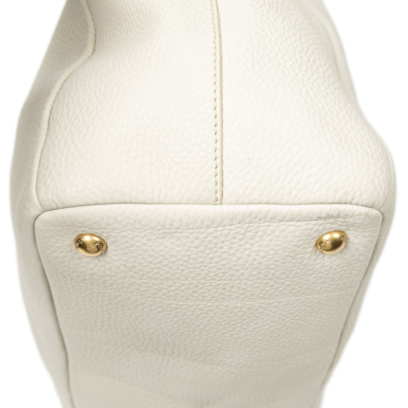 Prada Convertible Snap Button Tote Ivory Vitello Daino — view 7