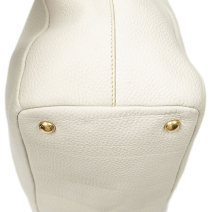 Prada Convertible Snap Button Tote Ivory Vitello Daino — view 7