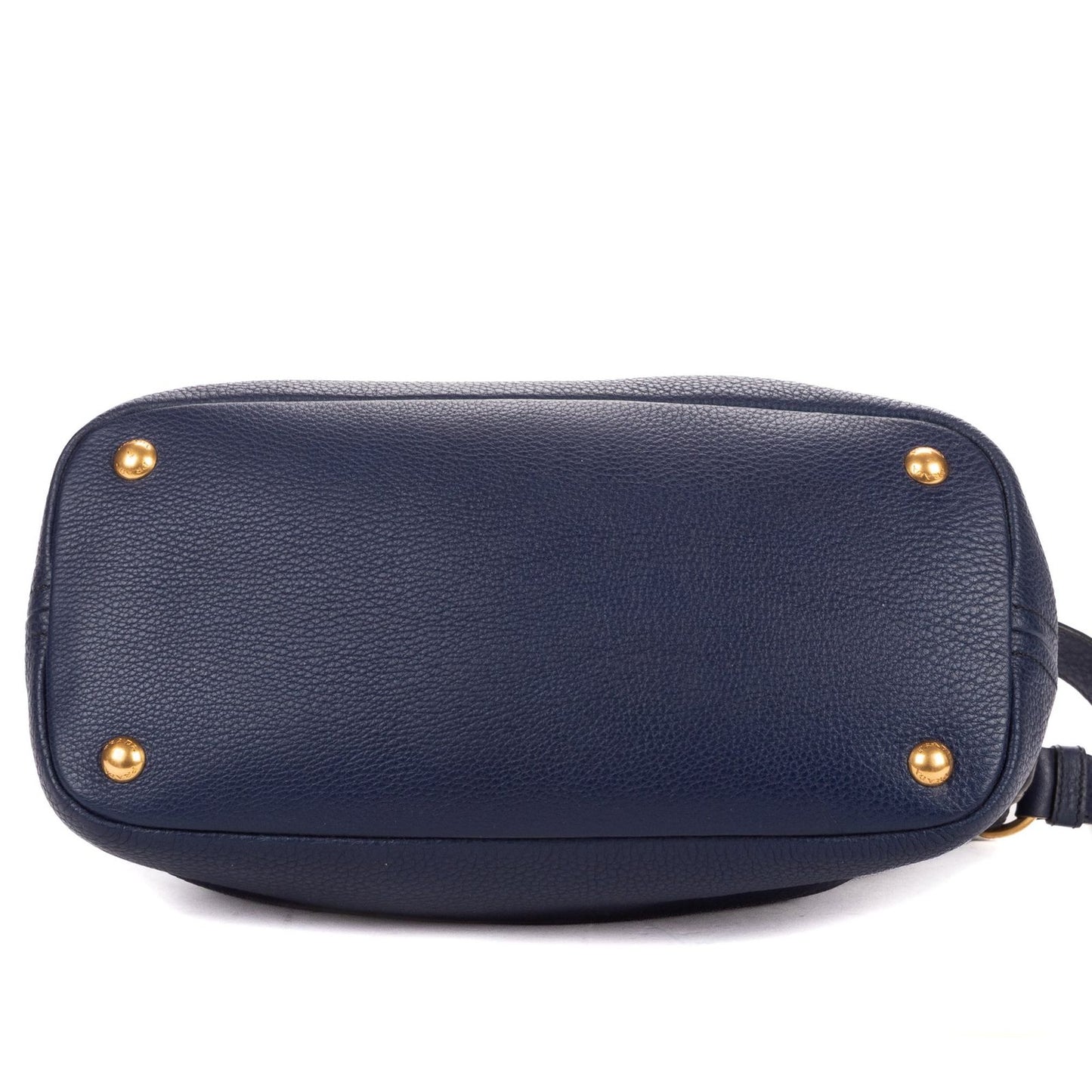 Prada Foldover Flap Bag Crossbody Navy Vitello Daino — view 6