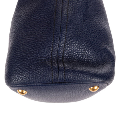 Prada Foldover Flap Bag Crossbody Navy Vitello Daino — view 8