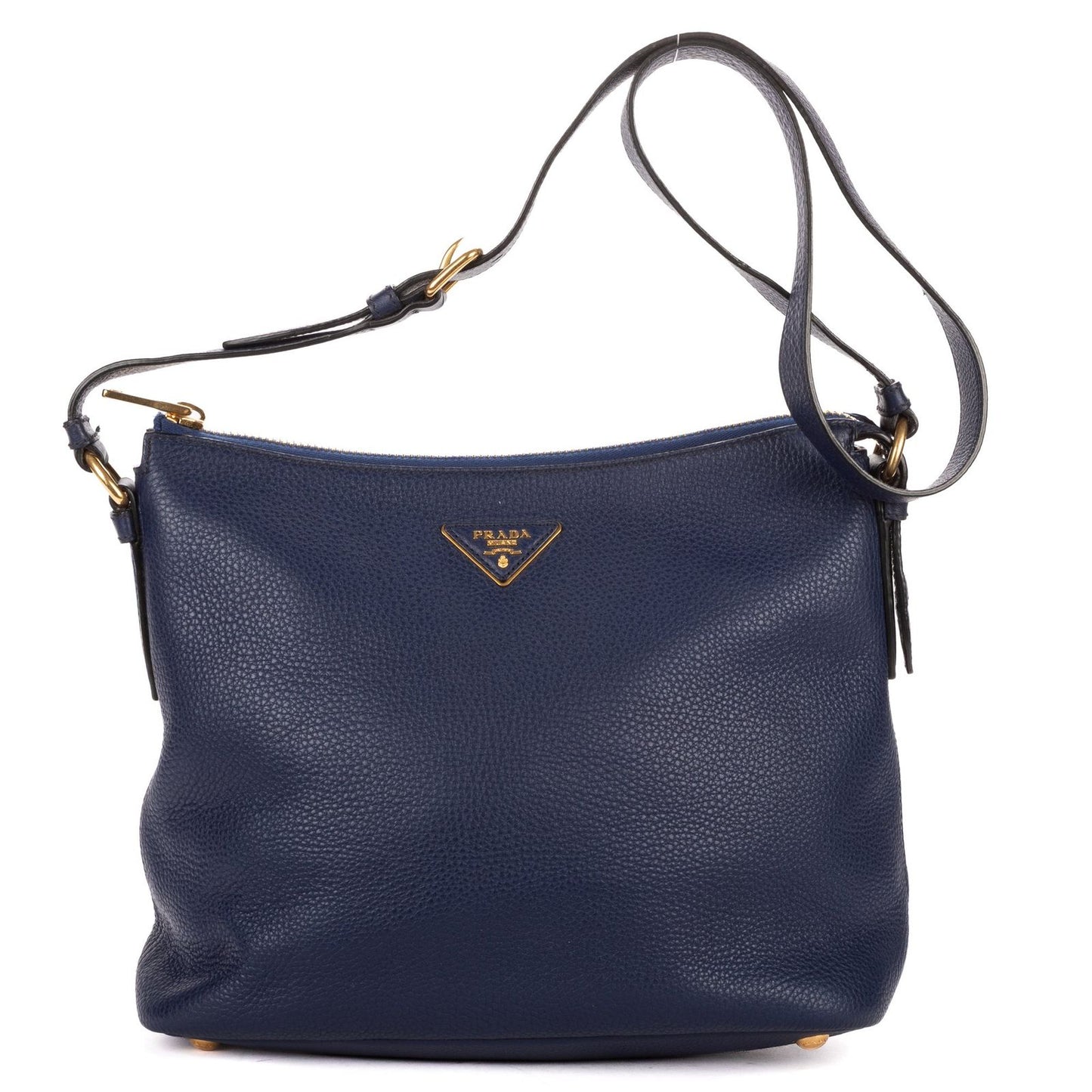Prada Foldover Flap Bag Crossbody Navy Vitello Daino