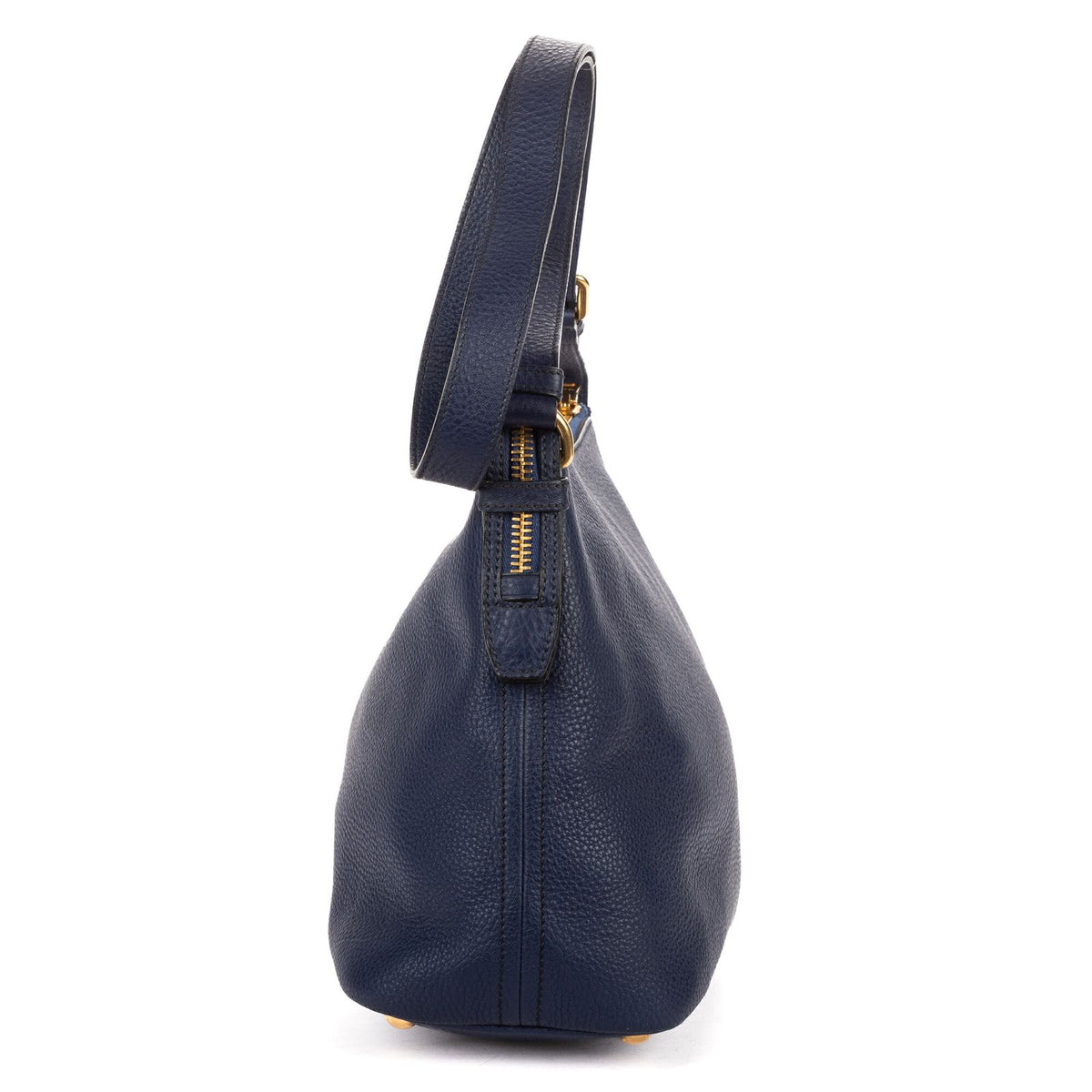 Prada Foldover Flap Bag Crossbody Navy Vitello Daino — view 3