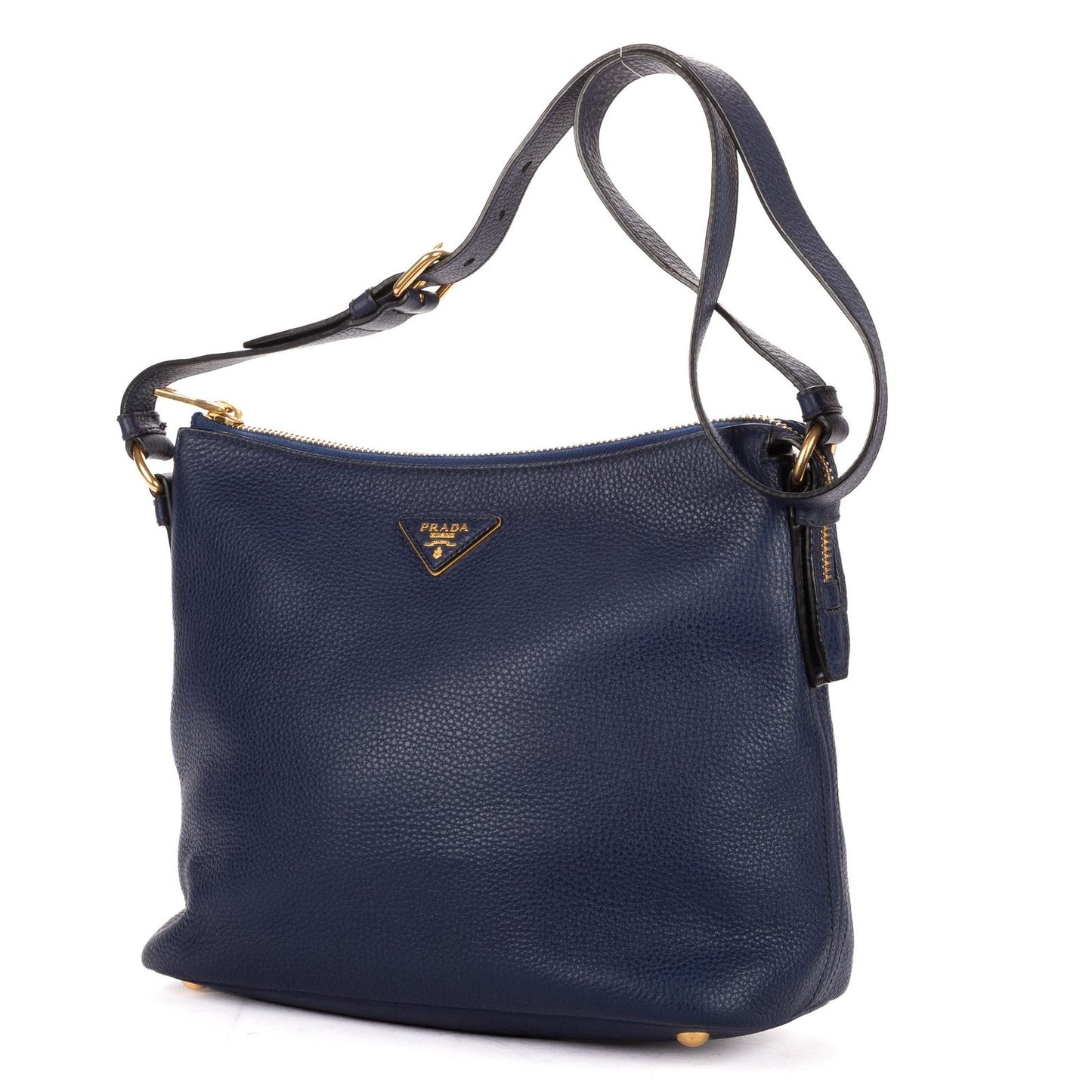 Prada Foldover Flap Bag Crossbody Navy Vitello Daino — view 2