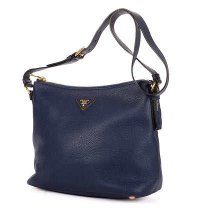 Prada Foldover Flap Bag Crossbody Navy Vitello Daino — view 2