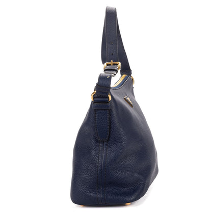 Prada Foldover Flap Bag Crossbody Navy Vitello Daino — view 4