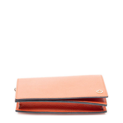 Gucci Betty Chain Wallet Orange Grain Calfskin Leather Shoulder Bag — view 6