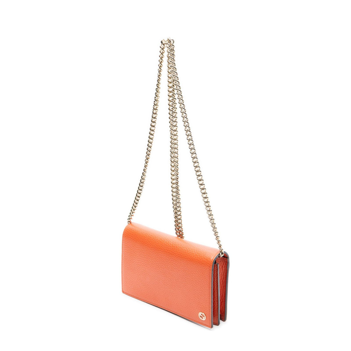 Gucci Betty Chain Wallet Orange Grain Calfskin Leather Shoulder Bag — view 2