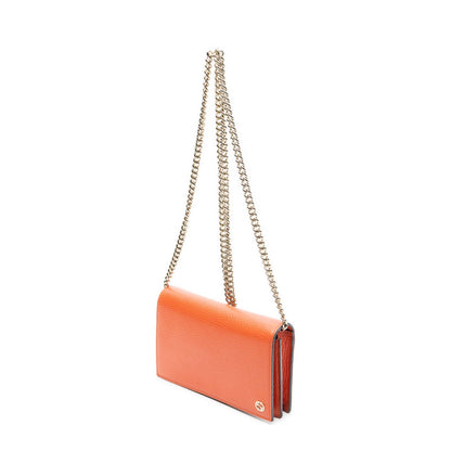 Gucci Betty Chain Wallet Orange Grain Calfskin Leather Shoulder Bag — view 2