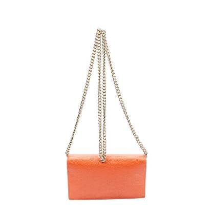 Gucci Betty Chain Wallet Orange Grain Calfskin Leather Shoulder Bag — view 5